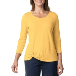 Habitat Women's Asymmetrical Elbow Short-Sleeve Top -Outlet Cladique Store 26924 Ochre 1