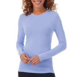 Cuddl Duds Women's Softwear With Stretch Crew Neck Long-Sleeve Baselayer Top