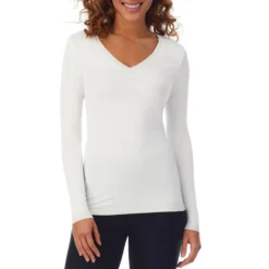 Cuddl Duds Women's Softwear With Stretch V-Neck Long-Sleeve Baselayer Top