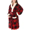 Lazy One Women's Red Plaid Bathrobe