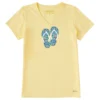 Life Is Good Women's Flower Flip Flop Crusher Vee Short-Sleeve Shirt