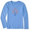 Life Is Good Women's Patriotic Daisies Crusher-LITE Vee Long-Sleeve Shirt