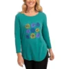 Escape By Habitat Women's Flowers Hi/Low Long-Sleeve Top