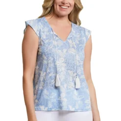 Tribal Women's Burnout Knit Cap-Sleeve Top