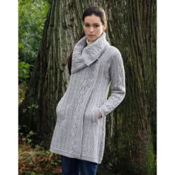 Aran Crafts Women's Burren Chunky Collar Sweater Coat